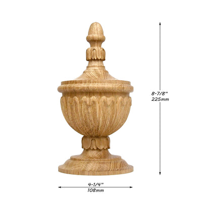 Tongue Leaf Carved Wood Finial for Stair Post, Curtain Rod and Bed Post, Available in 3 Sizes