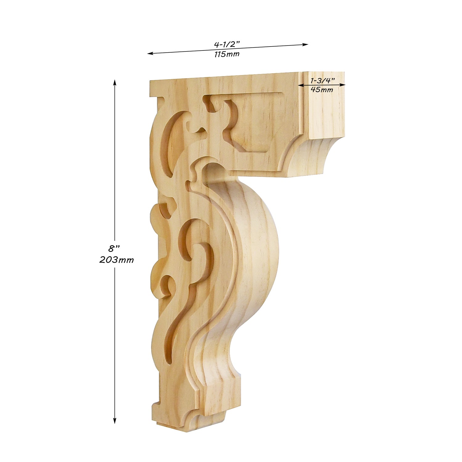 PAIR of Victorian Wood Carved Brackets for Float Shelf and Curtain Rod, Available in 8