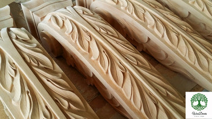 PAIR of Classic Acanthus Leaf Carved Wood Corbels, Available from 6-1/4" to 25" High, Unfinished