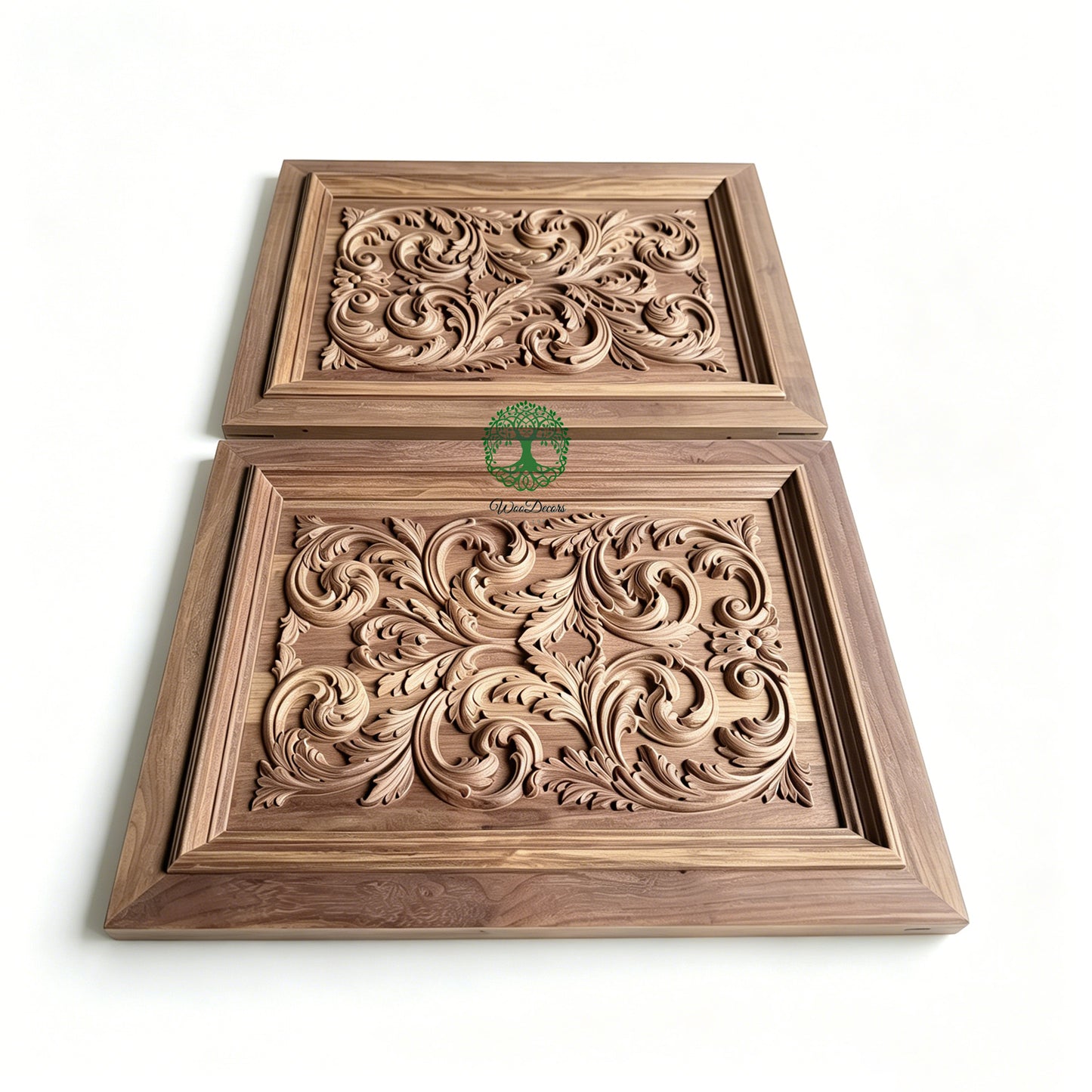 CBD-12 Magnificent Leaf Scroll Carved Wood Panel Door, Cabinet Door, 17"Wx22-1/4"H, Single, Unfinished