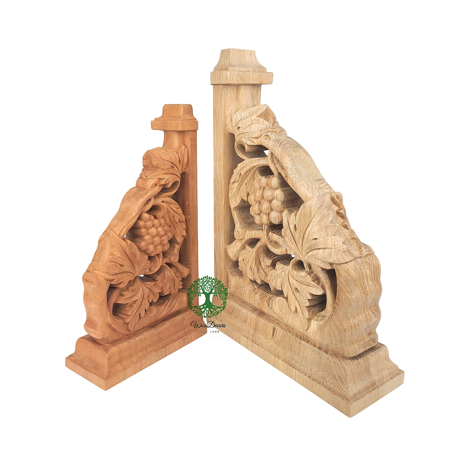 PAIR of Vintage Grapevine Carved Look-through Bracket Corbels, Available in 9”, 12