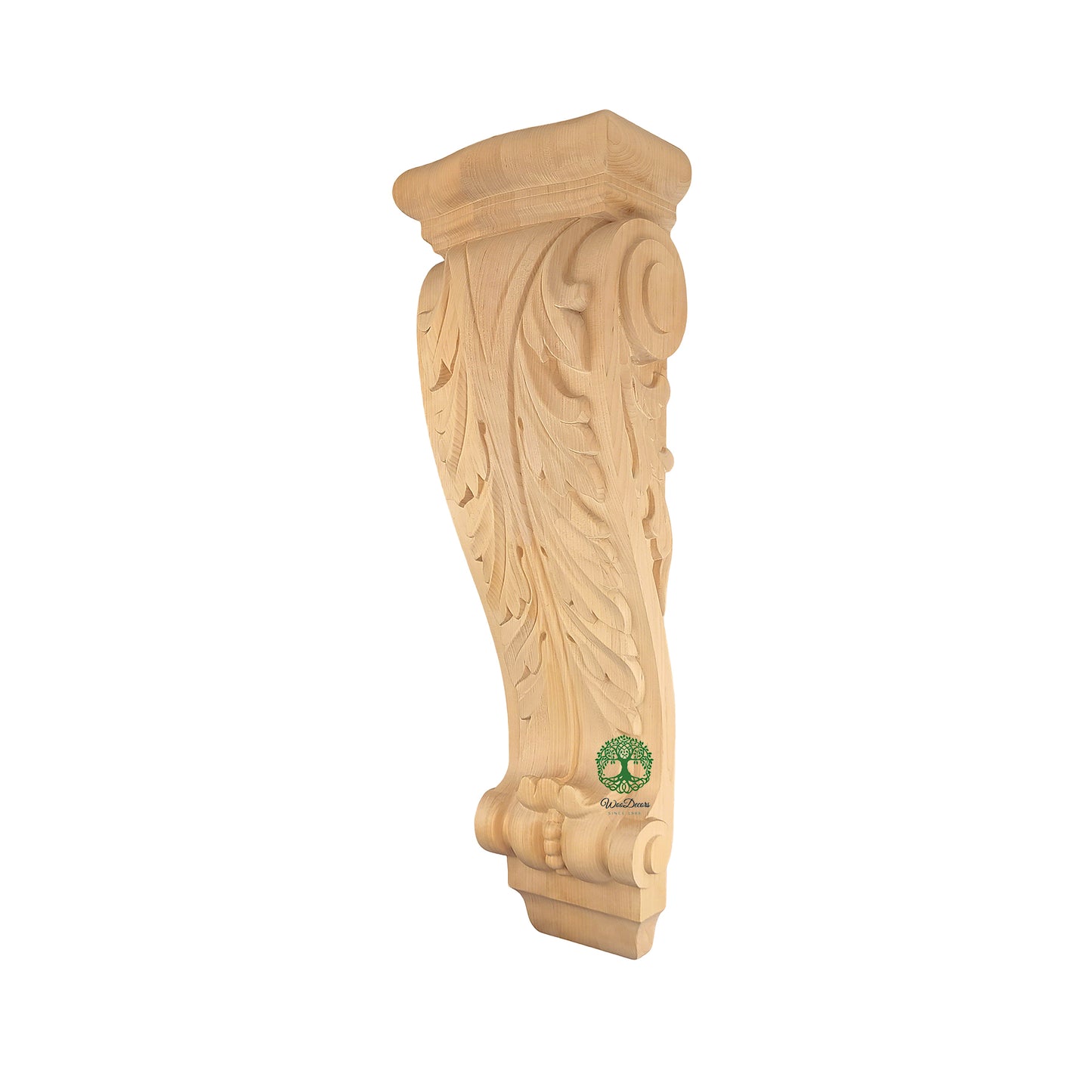 PAIR of Classic Acanthus Leaf Carved Wood Corbels, Available from 6-1/4" to 25" High, Unfinished