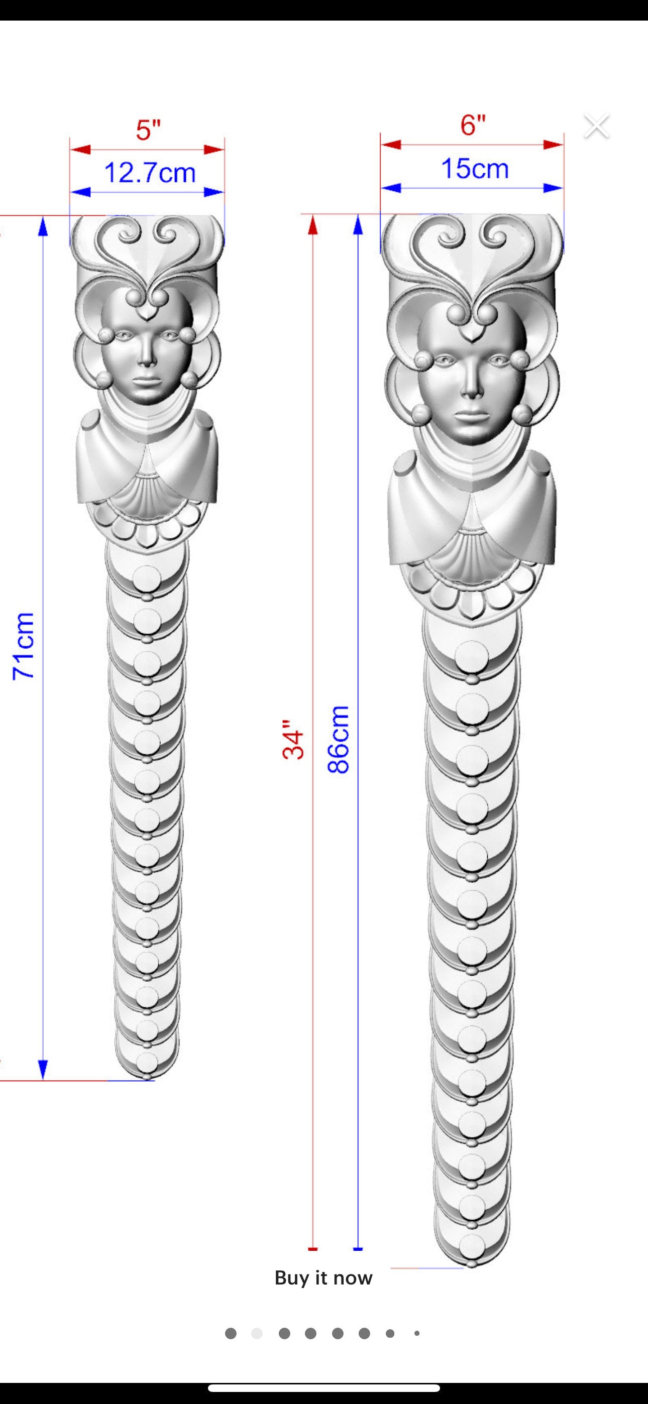 CUSTOM240304  Four Units of 127mmx660mm Walnut Wood Carved Drop Appliques, SOLD