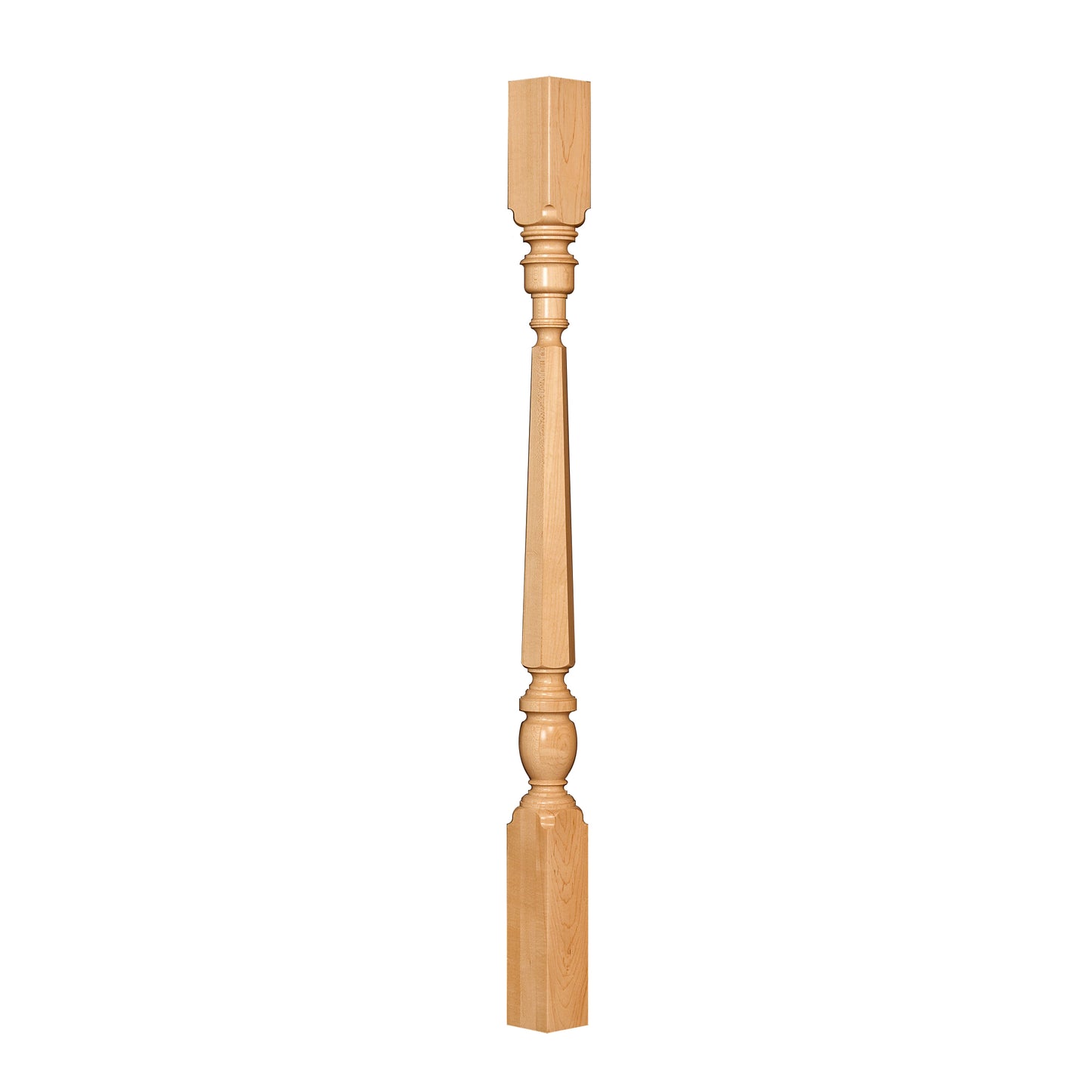 Set of 4,  SPD-08 Wood Carved Hexagon Stair Balusters, 38"High, Unfinished