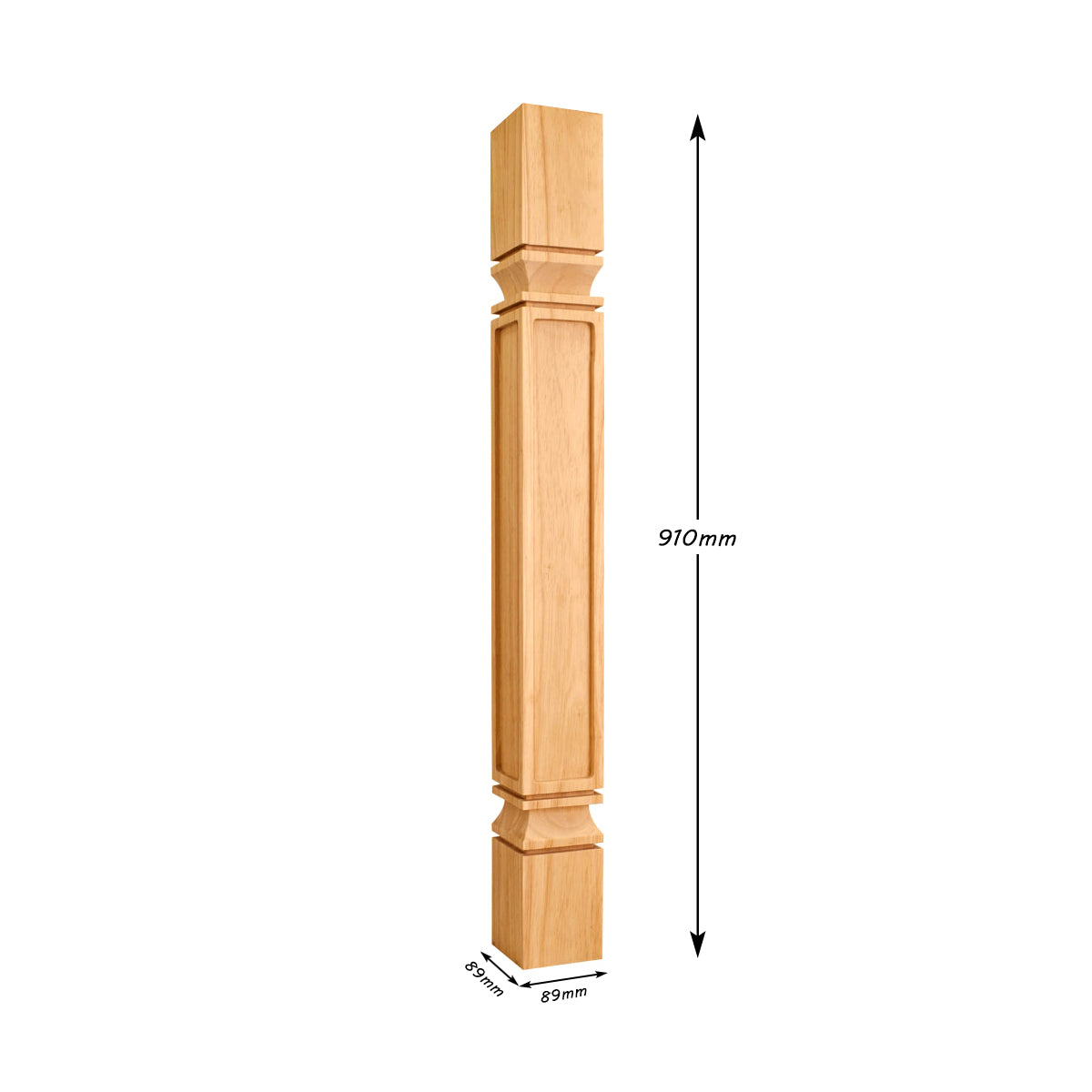 CUSTOM251106 Five of 910mm High CLM-14 Wood Carved Square Mission Posts, Birchwood, Unfinished