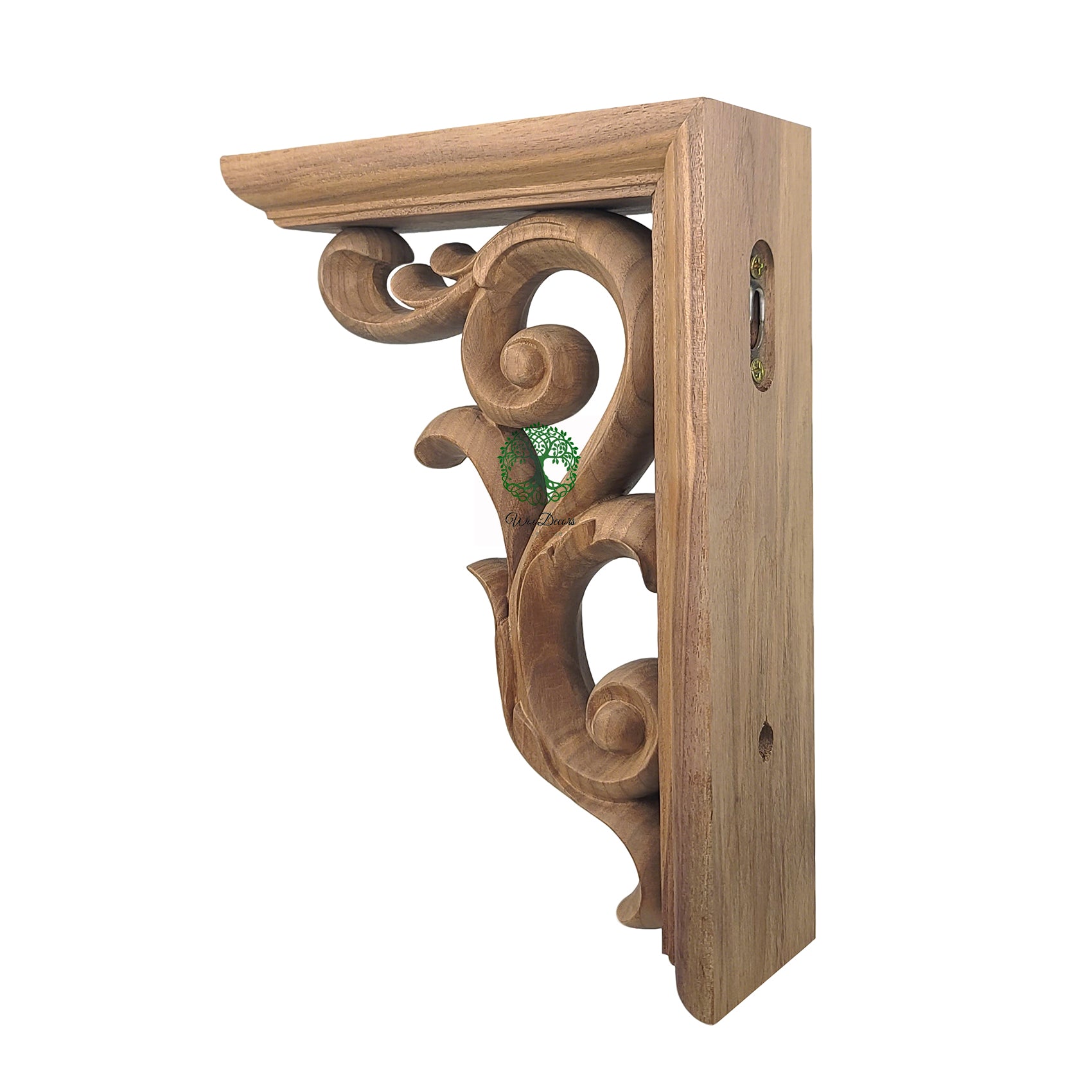 PAIR of Elegant Tongue Leaf Scroll Carved Wood Bracket Corbels, Available in 10
